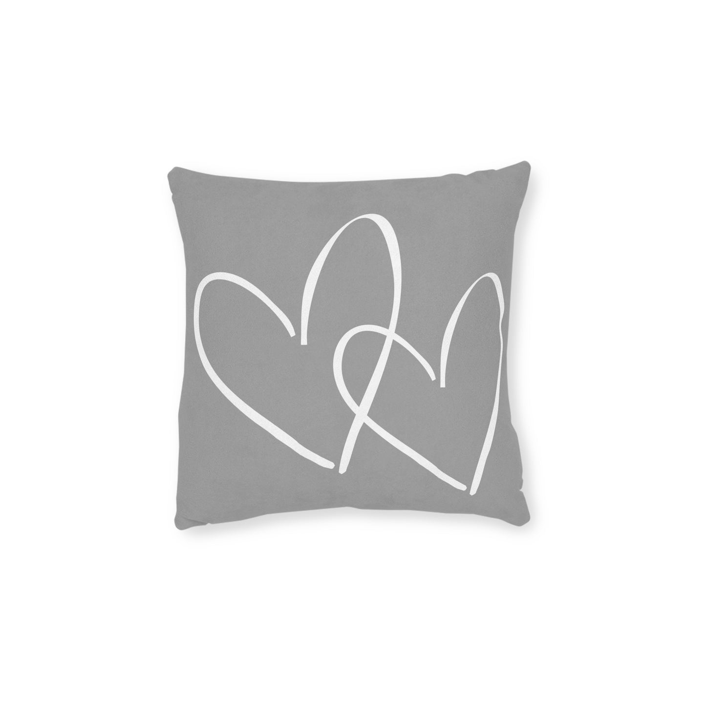 Grey White Hearts double sided Square Faux Suede  Pillow- cushion- standard 12" x 12" size. Home Decor