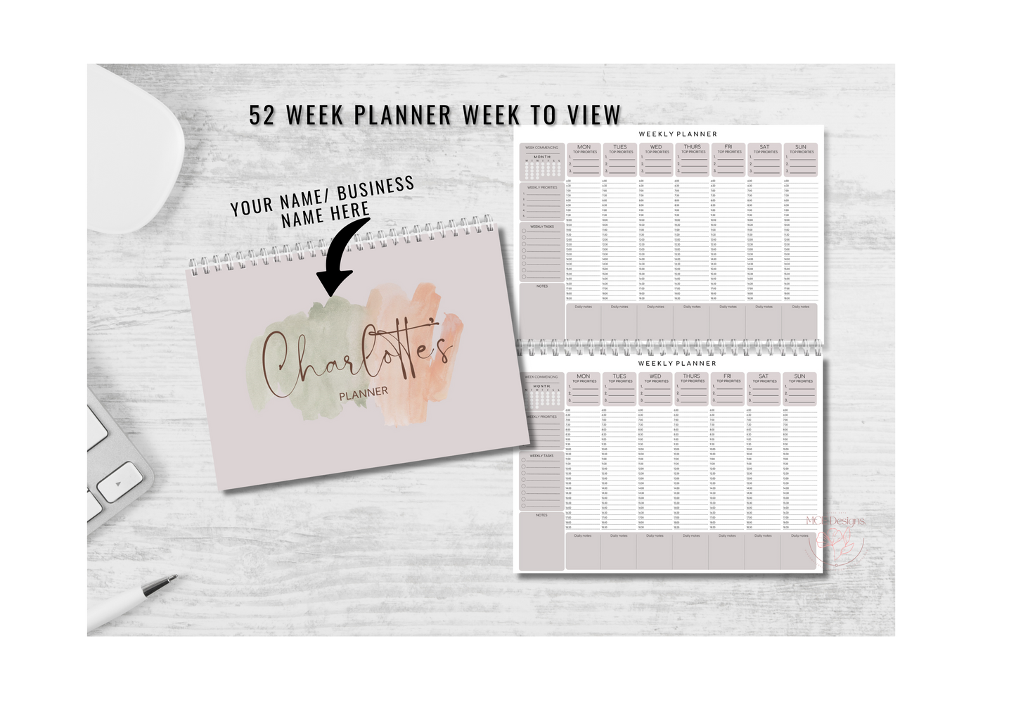 Personalised A4 Desk Planner, Appointment book, weekly planner, yearly planner, undated diary, teacher planner.