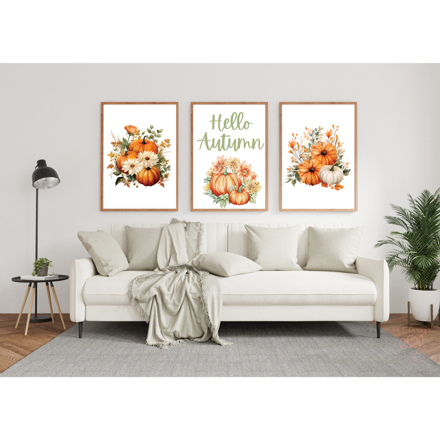 Set of 3 Pumpkin Printable, Autumn Wall Decor, Fall Decor, Pumpkin Wall Printable.