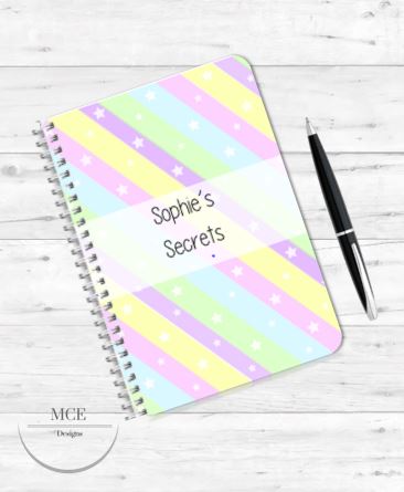 Rainbow Stripes personalised notebook