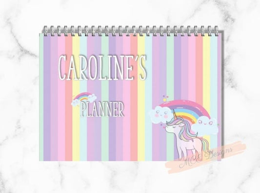 Rainbows& Unicorns personalised Yearly Planner