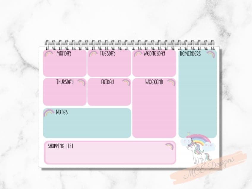 Rainbows& Unicorns personalised Yearly Planner