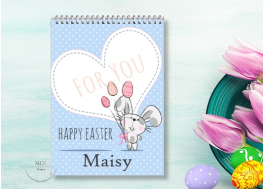 Happy Easter Heart Personalised A4 Sketch Pad