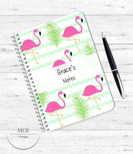 Pinky Flamingo personalised notebook