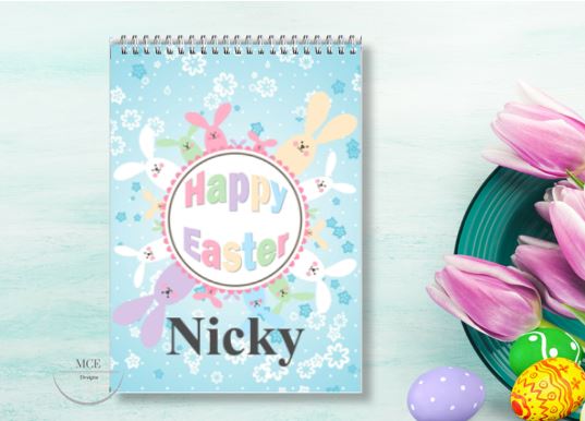 Happy Easter Easter Bunny Blues Personalised A4 Sketch Pad