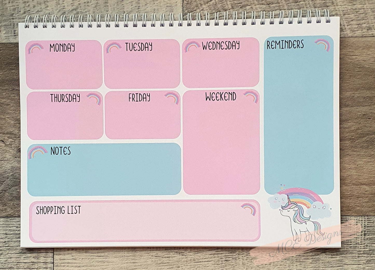 Rainbows& Unicorns personalised Yearly Planner