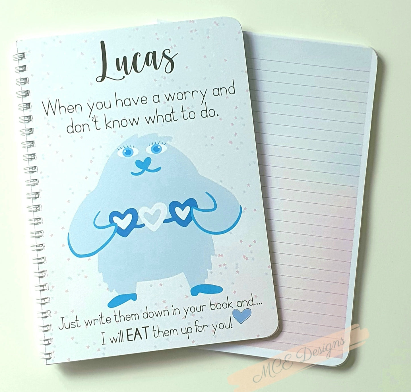 Children's Worry Monster  Personalised A5 Notebook