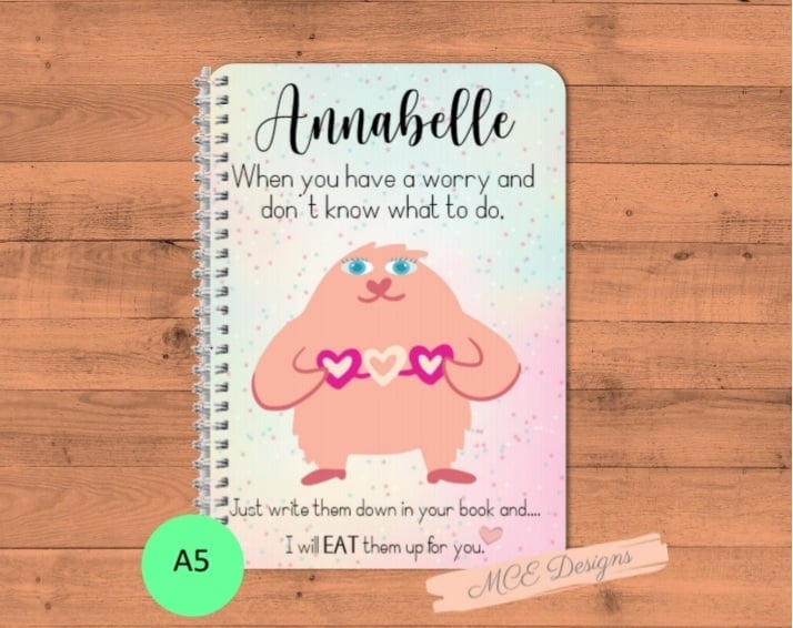 Children's Worry Monster  Personalised A5 Notebook