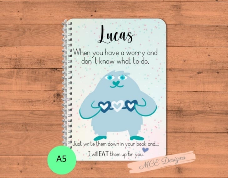 Children's Worry Monster  Personalised A5 Notebook