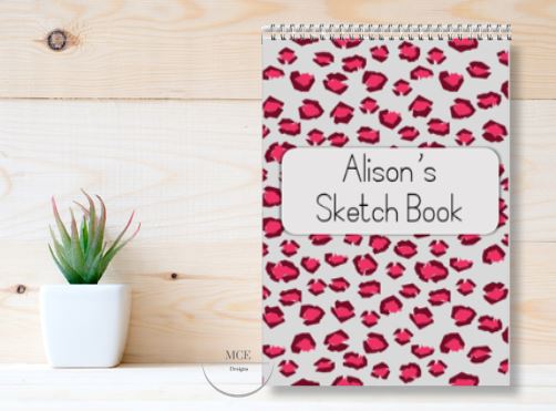 Personalised Sketch Pad- Animal print RED