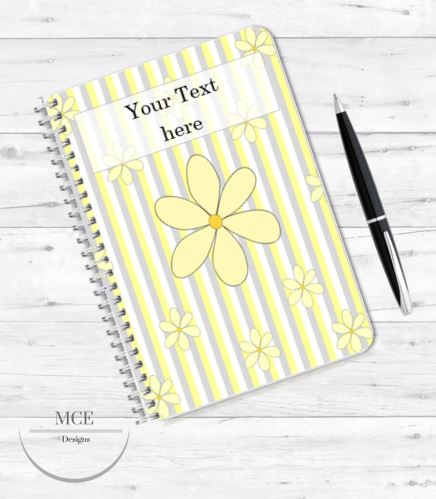 Pinstripe Daisy-- Personalised Notebook