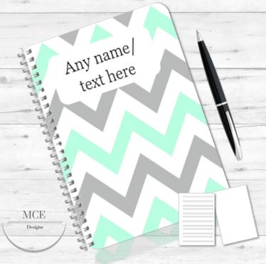 Minty Chevron Personalised Notebook