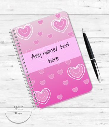 Puffy Hearts personalised notebook