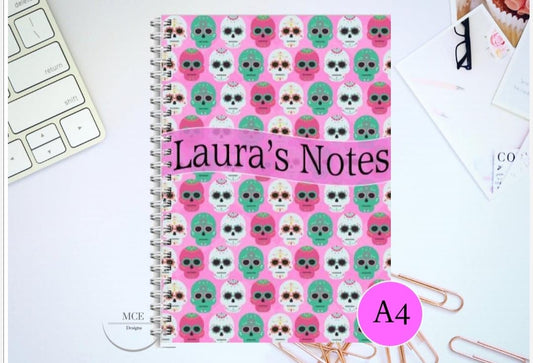 "Sugar Skulls" Personalised A4 Notebook