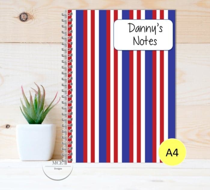 "Patriotic Stripes" Personalised A4 Notebook