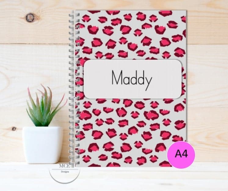 Animal Print "Reds" Personalised A4 Notebook