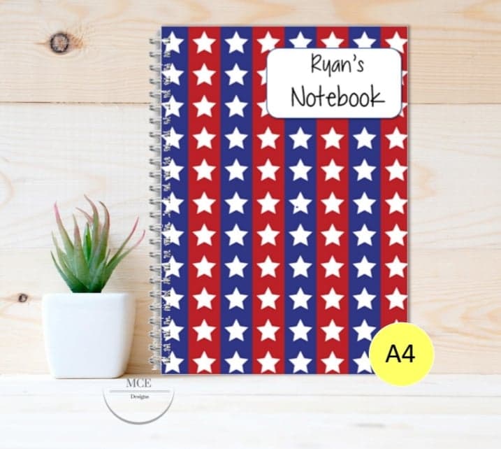 "Patriotic Stars" Personalised A4 Notebook