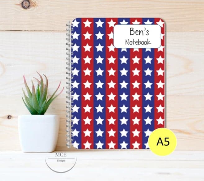 "Patriotic Stars" Personalised A4 Notebook