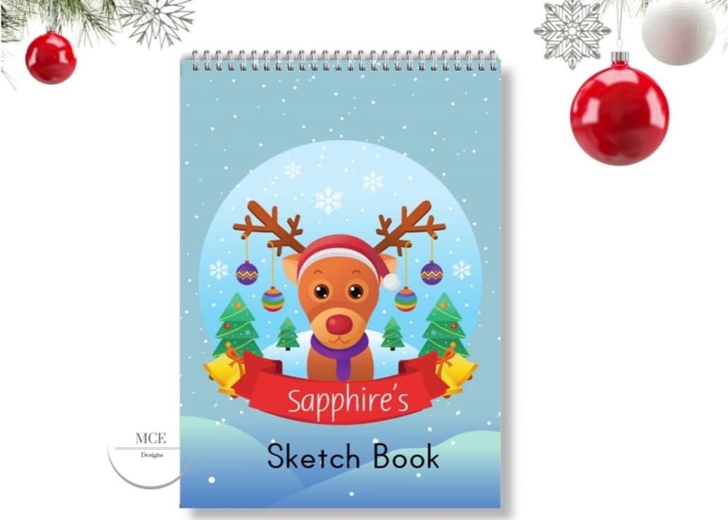 Christmas "Reindeer" Personalised A4 Sketch Pad