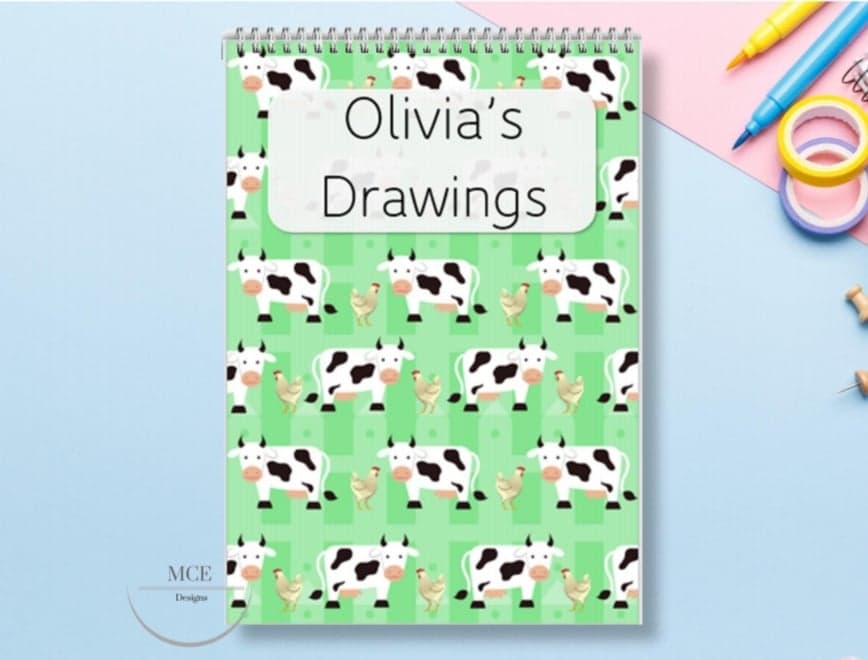 Clara Cow Personalised A4 Sketch Pad