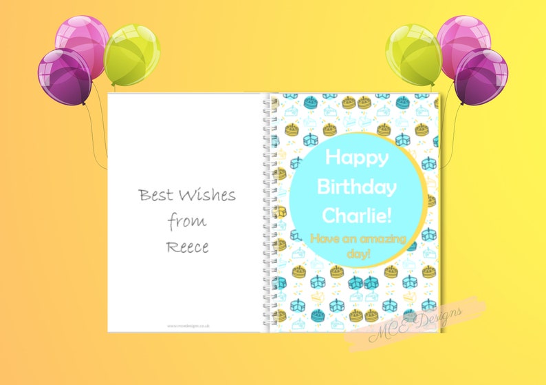 Personalised useable greetings card notebooks...Greetings card and gift all in one :)