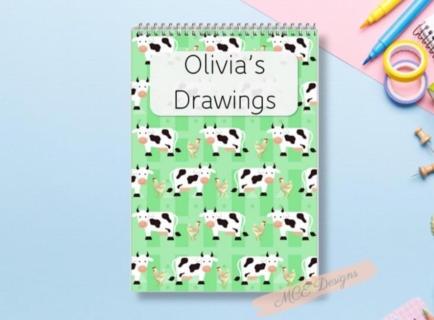 Clara Cow Personalised A4 Sketch Pad