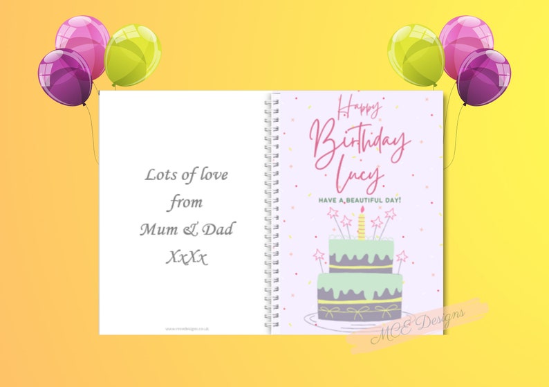 Personalised useable greetings card notebooks...Greetings card and gift all in one :)