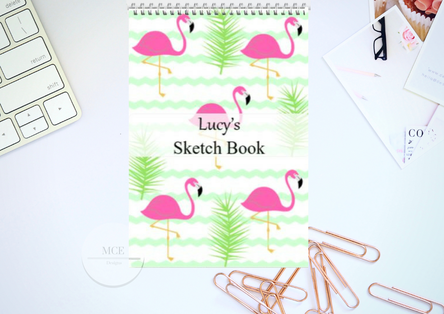 Fi Fi Flamingo Personalised A4 Sketch pad