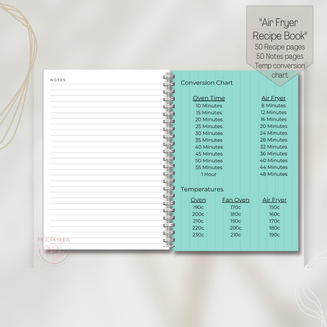 Personalised Air Fryer Recipe book- A5 Spiral bound Notebook