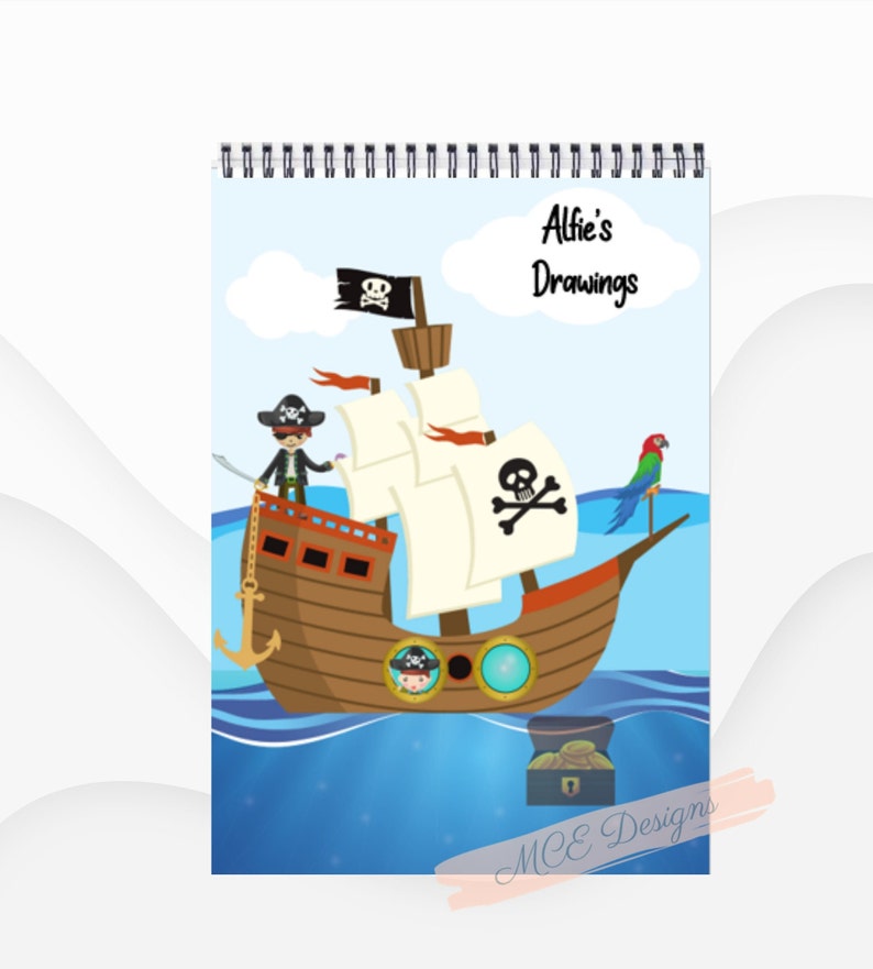 Pirate themed Personalised A4 Sketch pad / Drawing book/ Art pad/ child's drawing book