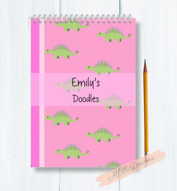 Pinky Dinosaur Personalised A4 Sketch Pad